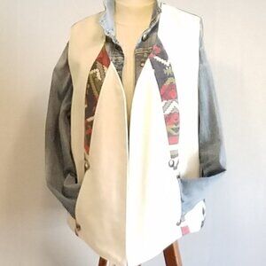 Women's Vest - Reversible Multi Color - Cotton Denim with Vintage Cotton Beacon